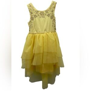Disney Belle Dress Medium 7/8 Beauty and the Beast Yellow Tulle Embroidered Top